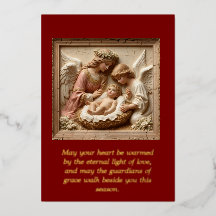 Nativity Angels of Light Foil Holiday Card