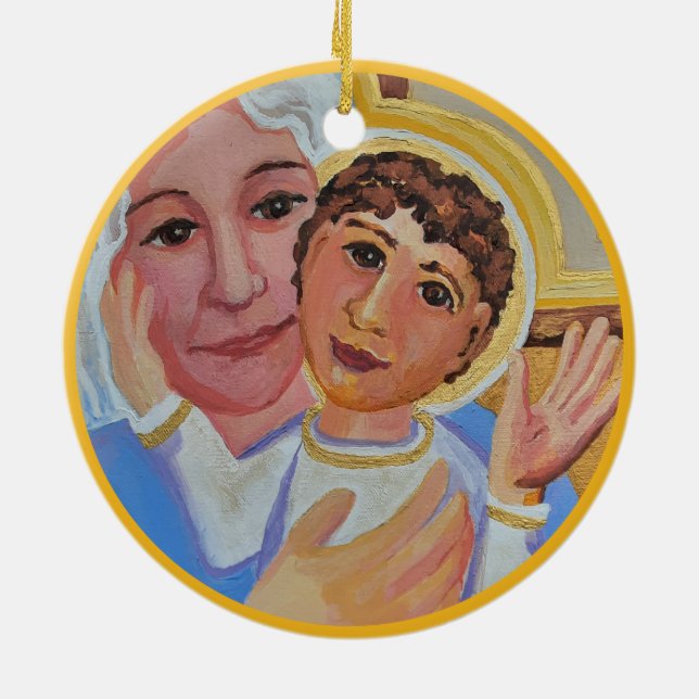 Nativity Art Christmas Ceramic Tree Decoration (Back)