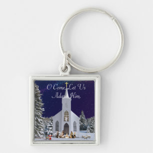 Nativity at Church Key Ring