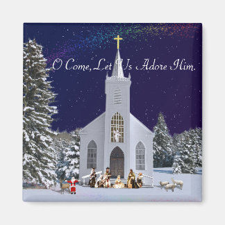 Nativity at Church Magnet