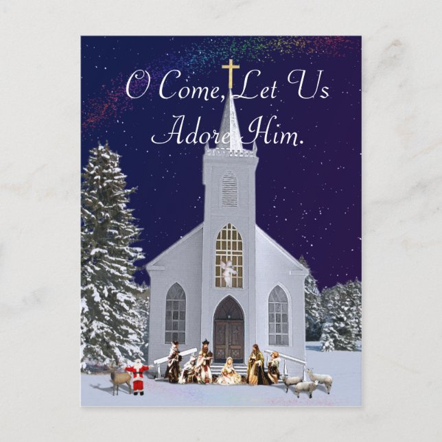 Nativity at Church Postcard (Front)