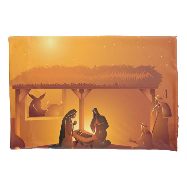 Nativity Baby Jesus Mary Joseph Christmas Pillowcase (Front)