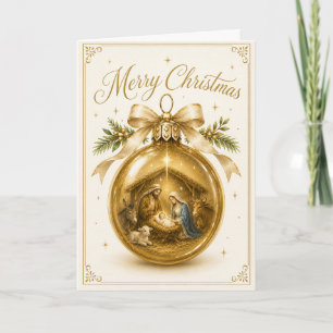 Nativity Bauble Ornament Christmas Card