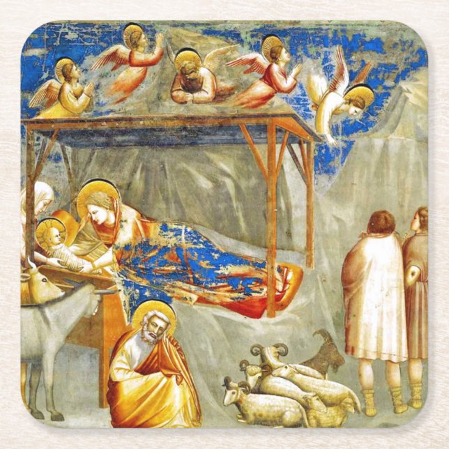 Nativity Birth of Jesus  Square Paper Coaster (Front)