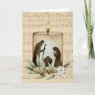 Nativity Candle Folded Christmas Card
