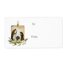 Nativity Candle Gift Tag Sticker