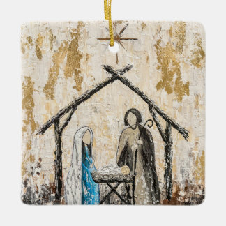 Nativity Ceramic Square Ornament