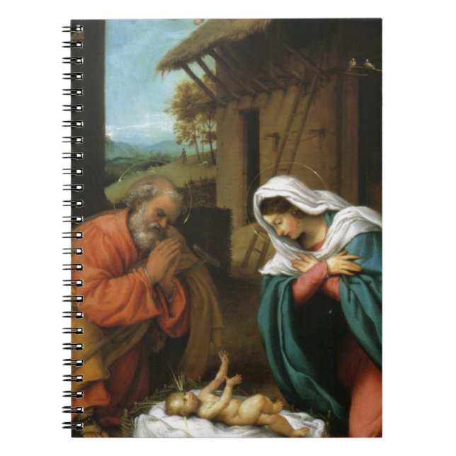 Nativity Christ Baby Jesus Christianity Scripture Spiral Notebook (Front)