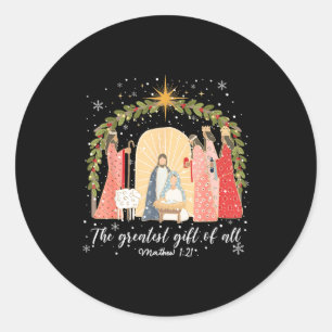 Nativity Christmas Baby Jesus Christian Greatest O Classic Round Sticker