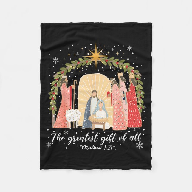 Nativity Christmas Baby Jesus Christian Greatest O Fleece Blanket (Front)