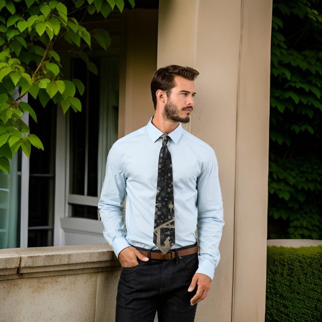 Nativity Christmas Black Gold Glitter Tie (Creator Uploaded)