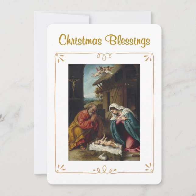 Nativity Christmas Blessings Religious  Holiday Card (Front)
