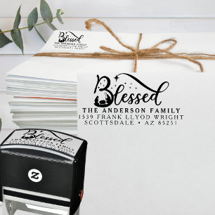 Nativity Christmas Card Customised Return Address Self-inking Stamp