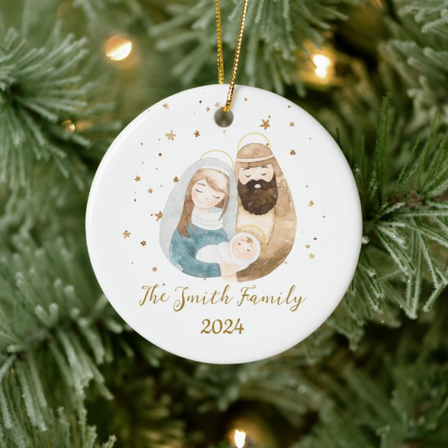 Nativity Christmas Ceramic Ornament - Holy Family (Tree)