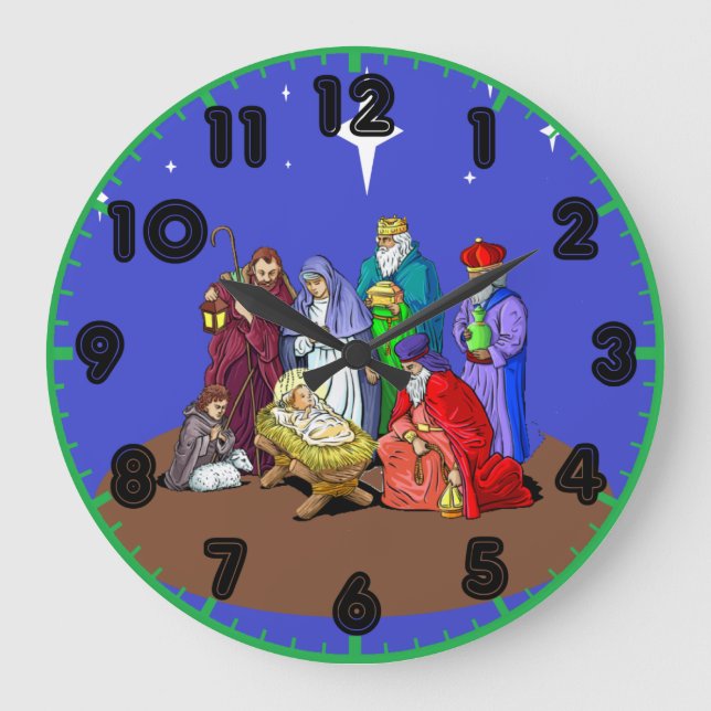 Nativity Christmas Clock with Numbers (Front)
