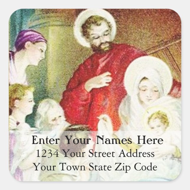 Nativity Christmas Greeting Address Label (Front)