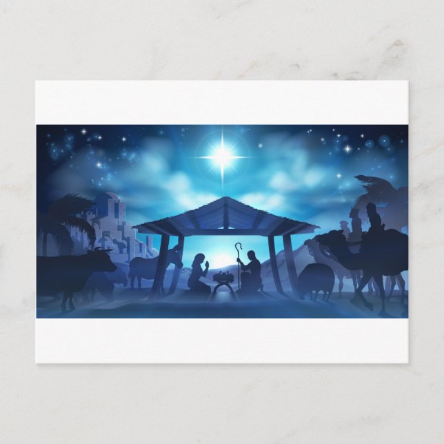 Nativity Christmas Scene Holiday Postcard (Front)