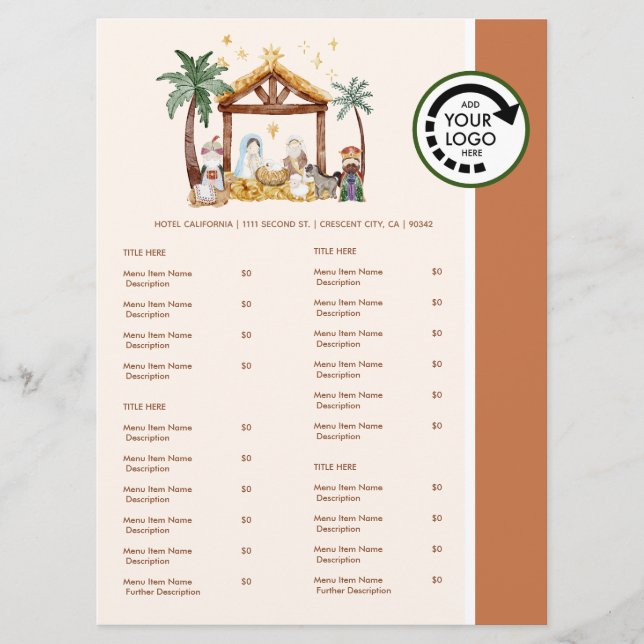 Nativity Christmas Themed Restaurant Take Out Menu (Front)