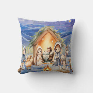 Nativity Christmas Throw Pillow