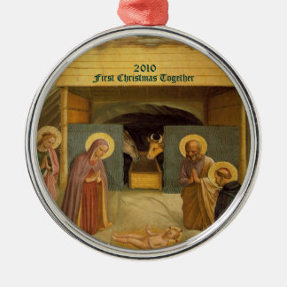 Nativity First Christmas Together Dated Custom Metal Tree Decoration