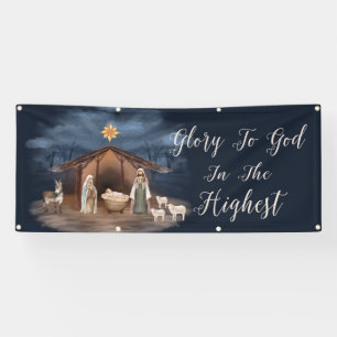 Nativity Glory To God Christmas Christian Church Banner