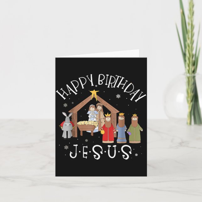 Nativity Happy Birthday Jesus Christmas Nativity C Card (Front)