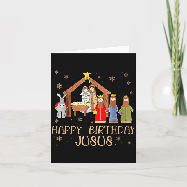 Nativity Happy Birthday Jesus Christmas Nativity C Card (Front)