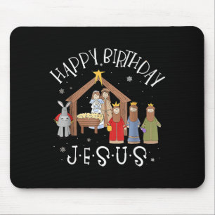 Nativity Happy Birthday Jesus Christmas Nativity C Mouse Pad