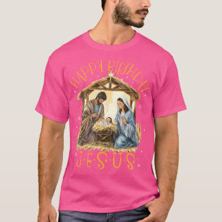 Nativity Happy Birthday Jesus Christmas Nativity C T-Shirt