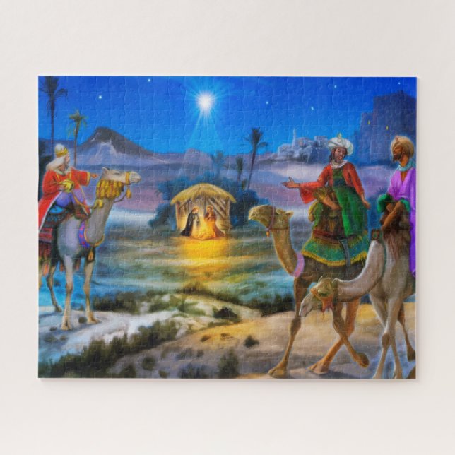 Nativity holiday jig saw with three kings jigsaw puzzle (Horizontal)