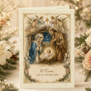 Nativity Holy Family Vintage Catholic Holiday Card