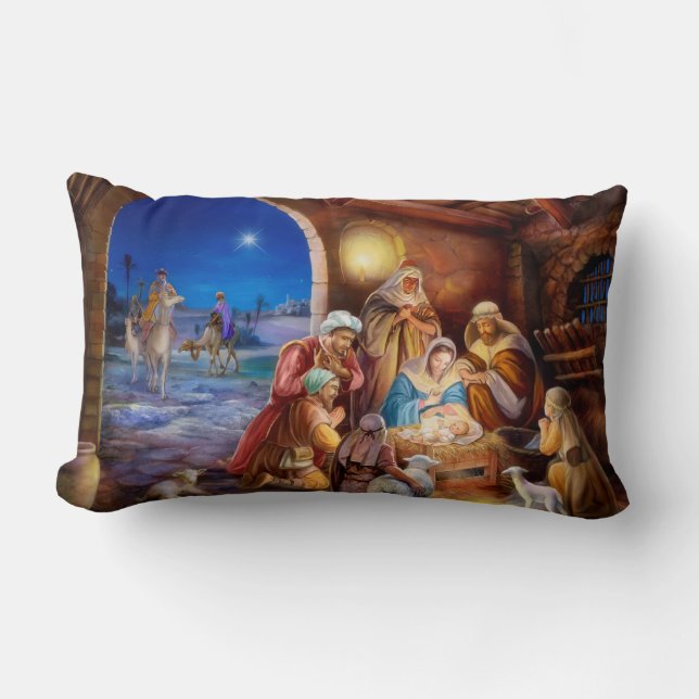nativity, holy night painting lumbar cushion (Front)