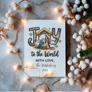 Nativity Joy to the World Christmas Holiday Card