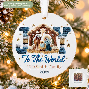 Nativity Joy to the World Personalised Christmas Ornament