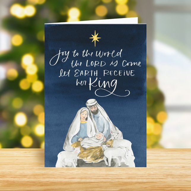 Nativity Joy Watercolor Religious Christmas Holiday Card (Creator Uploaded)