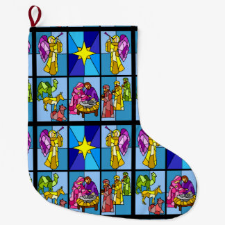Nativity large christmas stocking