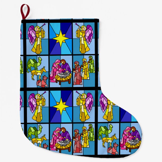 Nativity  large christmas stocking (Front)
