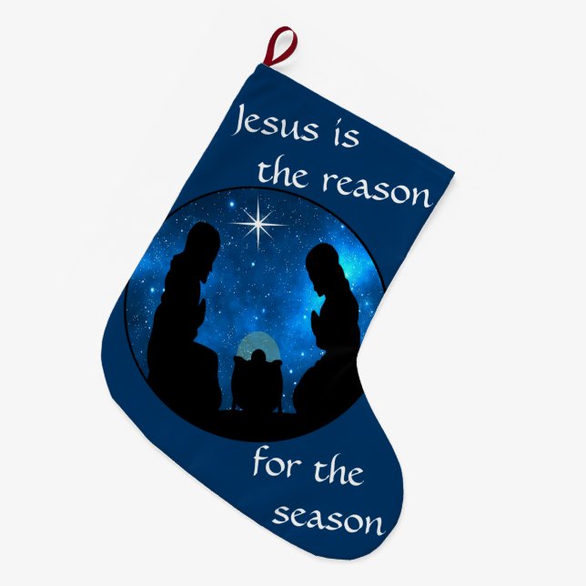 Nativity   large christmas stocking (Front (Hanging))