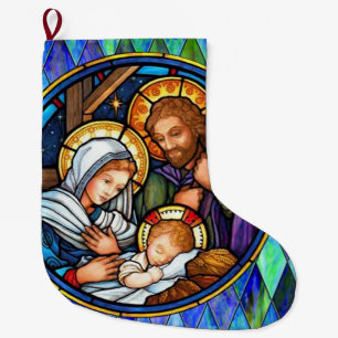 Nativity large christmas stocking