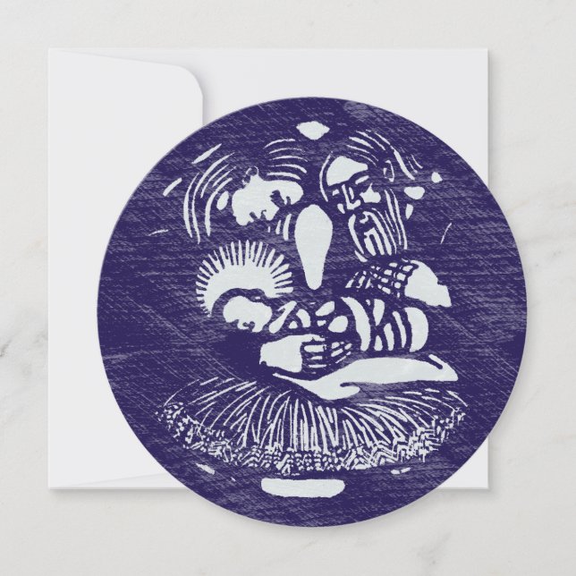 Nativity Letterpress Medallion Blue (Front)