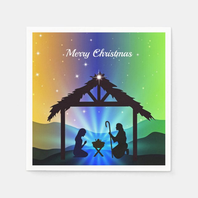 Nativity Manger Christmas Graphic Napkin (Front)