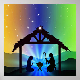 Nativity Manger Christmas Graphic Poster