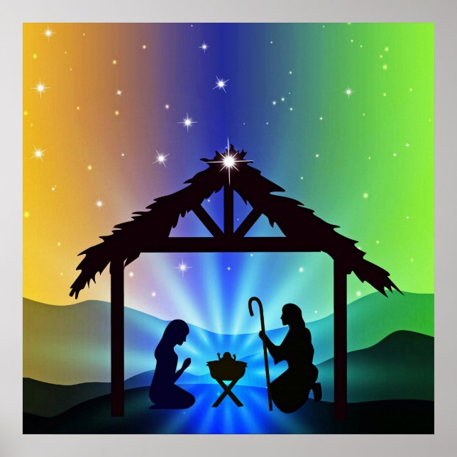 Nativity Manger Christmas Graphic Poster (Front)