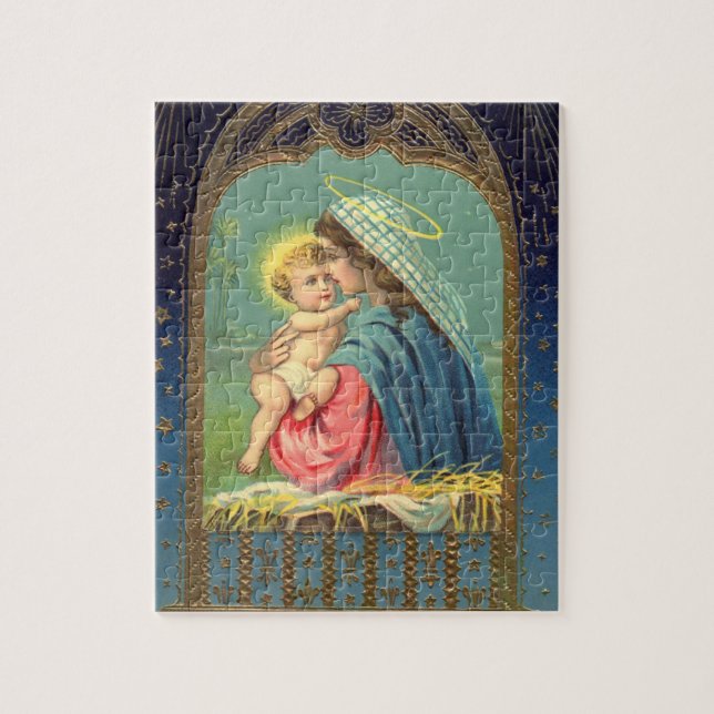 Nativity Mary Holding The Baby Jesus Jigsaw Puzzle (Vertical)
