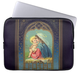 Nativity Mary Holding The Baby Jesus Laptop Sleeve