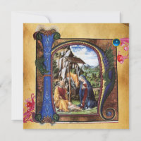 NATIVITY MONOGRAM CHRISTMAS PARCHMENT Blue Gem