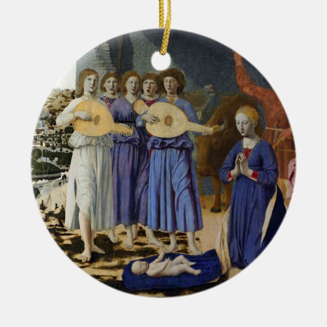 NATIVITY OF JESUS, ANGELS by PIERO DELLA FRANCESCA Ceramic Tree Decoration (Front)