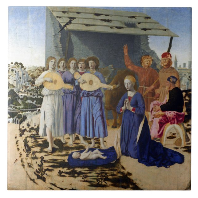 NATIVITY OF JESUS, ANGELS by PIERO DELLA FRANCESCA Tile (Front)
