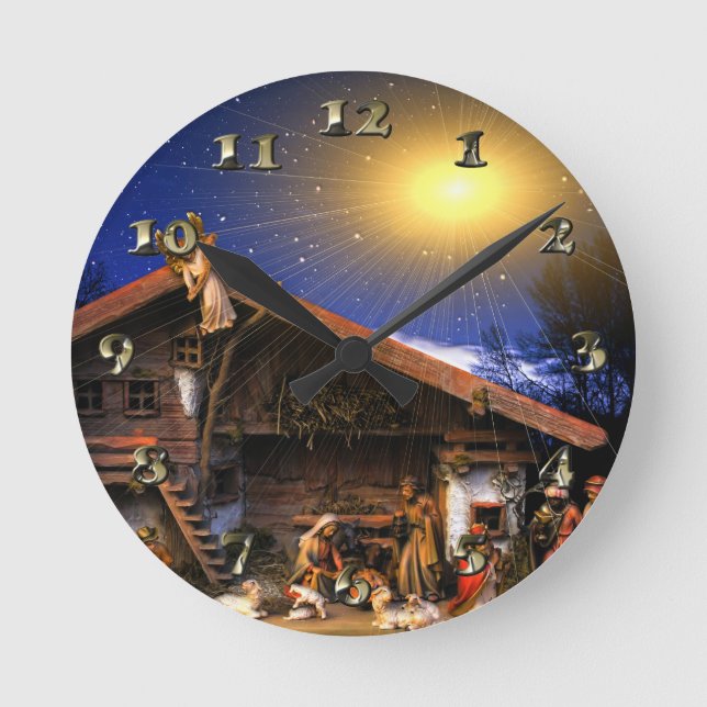 Nativity of Jesus Christ Round Clock (Front)