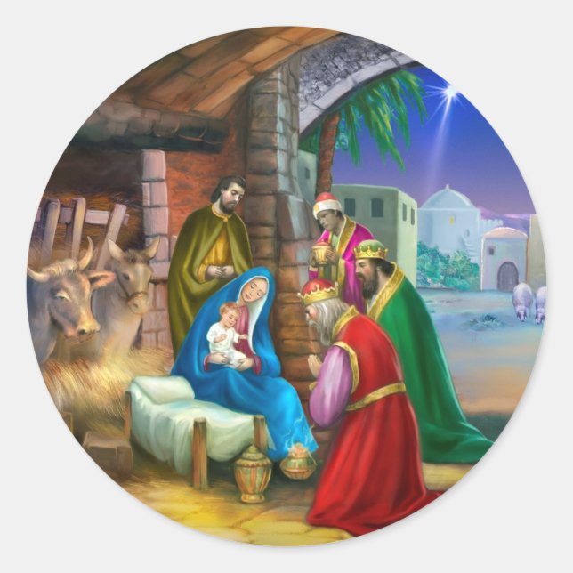 Nativity of Jesus Classic Round Sticker (Front)
